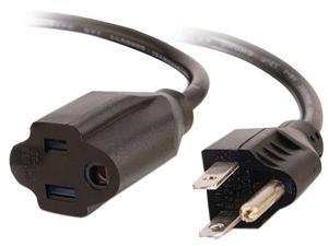 C2G 03117 18 AWG Outlet Saver Power Extension Cord - NEMA 5-15P to NEMA 5-15R, TAA Compliant, Black (15 Feet, 4.57 Meters)