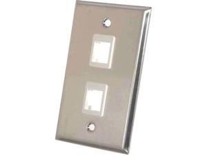 C2G/Cables To Go 37094 Two Port Keystone Single Gang Wall Plate - Stainless Steel