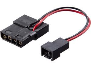 Athena Power CABLE-F3MF4-8 Internal Power Cable, IDE Molex 4pin Male/Female, Fan 3pin, 80 mm Length, Easily Converts from Molex to Fan Connector