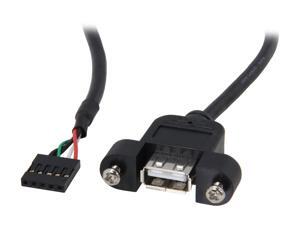 StarTech.com USBPNLAFHD1 Black Panel Mount USB Cable - USB A to Motherboard Header Cable
