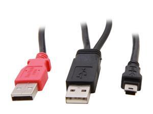 StarTech.com USB2HABMY3 Black & Red USB Y Cable for External Hard Drive - USB A to mini B StarTech.com USB2HABMY3 Black & Red USB Y Cable for External Hard Drive - USB A to mini B