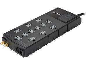 CyberPower 8 Feet 12 Outlets 4350 Joules Surge Protector w/ Telephone and Coaxial Protection (HT1208TCRC1)