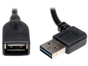 Tripp Lite UR024-18N-RA 1.50 ft. Universal Reversible USB 2.0 Right Angle A-Male to A-Female Extension Cable Tripp Lite UR024-18N-RA 1.50 ft. Universal Reversible USB 2.0 Right Angle A-Male to A-Female Extension Cable