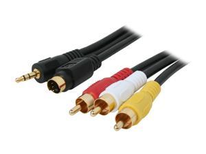 BYTECC Model SV3R-12 12 ft. S-Video/3.5mm Stereo Male to YRW video/audio Male Cable Male to Male
