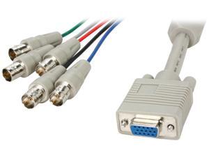 BYTECC HD15F/5BNCF-1 1 ft. HD15 to BNCx5 Cable, Female to Female, Beige BYTECC HD15F/5BNCF-1 1 ft. HD15 to BNCx5 Cable, Female to Female, Beige