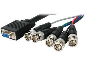 BYTECC HD15F/5BNCM-1K 1 ft. HD15 to BNCx5 Cable, Female to Male, Black