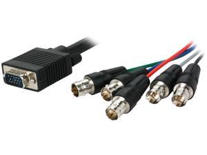 BYTECC HD15M/5BNCF-1K 1 ft. HD15 to BNCx5 Cable, Male to Female, Black