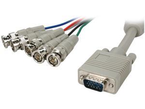 BYTECC HD15M/5BNCF-1 1 ft. HD15 to BNCx5 Cable, Male to Male, Beige