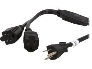 C2G 29802 16 AWG 1-to-2 Power Cord Splitter (NEMA 5-15P to 2 NEMA 5-15R) TAA Compliant, Black (18 Inch)