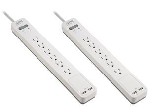APC 6-Outlet Surge Protector with USB Charging Ports, SurgeArrest Essential 2-Pack (PE64U2WGDP)