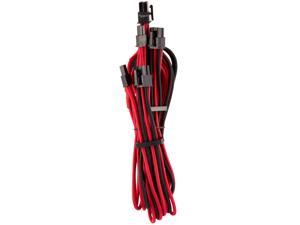 Corsair CP-8920254 2.13 ft. (0.65m) Premium Individually Sleeved PCIe (Dual Connector) Cables Type 4 Gen 4 - Black/Red