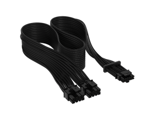 CORSAIR Premium 600W PCIe 5.0 / Gen 5 12VHPWR PSU Cable - Black - Fits Type-4 PSUs via Dual 8-pin PCIe - 12+4pin Connector - Mesh Paracord Sleeving