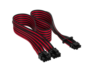 CORSAIR Premium 600W PCIe 5.0 / Gen 5 12VHPWR PSU Cable - Black/Red - Fits Type-4 PSUs via Dual 8-pin PCIe - 12+4pin Connector - Mesh Paracord Sleeving
