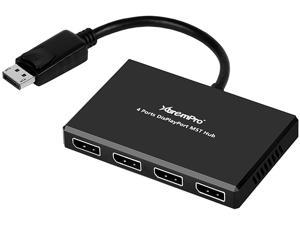 XtremPro 61071 4 Port DisplayPort 1.2 to DisplayPort Multi Stream Transport MST Hub 1x4, 1 input 4 output DisplayPort Splitter, Up to 21.6 Gbps for Windows PCs - Black