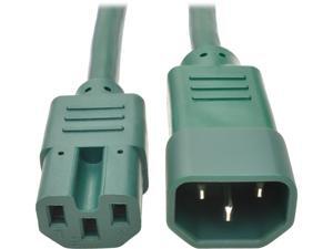 Tripp Lite Heavy-Duty Computer Power Cord, 15A, 14 AWG (IEC-320-C14 to IEC-320-C15), Green, 3 ft. (P018-003-AGN)