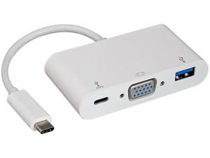 Nippon Labs USB 3.1 Type-C to USB 3.0 / VGA / Type-C Charging Hub, Supports 1920 x 1200 @ 60Hz, White Charging Adapter, 30UC-CVGAU3C