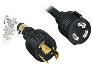 Nippon Labs L5-30P / L5-30R Heavy Duty Power Extension Cord, NEMA L5-30P to NEMA L5-30R, SJT, 10 AWG., 30A, 125V, Black 10 ft. Power Cable