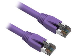 Dual Shielded S/FTP 10 ft 40G Snagless Molded Boot - Purple CAT8 Ethernet Patch Cable 
