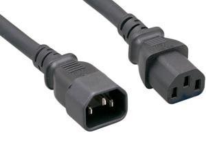 Nippon Labs 16 AWG C13/C14 AC Power Extension Cable, SJT, 13A/250V, IEC-60320-C14 to IEC-60320-C13, Black, 6ft. Power Cord