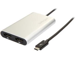 StarTech.com TB32DP2T Thunderbolt 3 to Dual DisplayPort Adapter - 4K 60Hz - Mac and Windows Compatible - Thunderbolt 3 Adapter - USB C Adapter