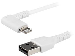 StarTech.com RUSBLTMM2MWR 2m / 6.6ft Angled Lightning to USB Cable - Heavy Duty MFI Certified Lightning Cable - White - USB to Lightning (RUSBLTMM2MWR)