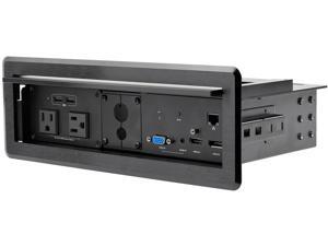 Conference Table Box for AV Connectivity & Power/Charging, 4K HDMI output with HDMI, DP, & VGA Inputs, GbE, Audio, Charging Station w/ 2x USB-A & 2x 120V UL AC Outlets - Conference Room AV Connection