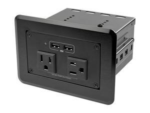 Conference Table Power Center with 2x UL Certified 120V AC Outlets & 2x USB BC 1.2, Recessed In-Table/Desk Power Strip/Charging Station for Meeting Room/Boardroom/Lab Bench - Charging Station Hub