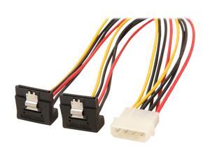StarTech.com PYO2LP4LSATR 1 ft. LP4 to 2x Right Angle Latching SATA Power Y Cable Splitter - 4 Pin Molex to Dual SATA