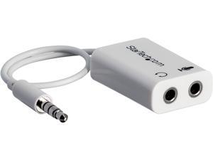 StarTech MUYHSMFFADW 3.5mm 4 Position to 2 x 3 Position 3.5mm Headset Splitter Adapter M/F - White Headphone Microphone Splitter - 4 pin / 4 pole