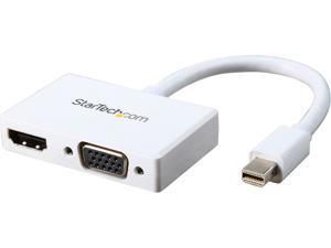StarTech.com MDP2HDVGAW Travel A/V Adapter - 2-in-1 Mini DisplayPort to HDMI or VGA Converter - mDP to HDMI or VGA Adapter w/ Compact Portable Design
