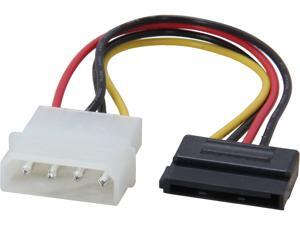 Coboc SC-MOL-6-SATA-F-M 6" Molex 4-pin LP4 Male to SATA 15-pin Power Adapter Converter Cable Coboc SC-MOL-6-SATA-F-M 6" Molex 4-pin LP4 Male to SATA 15-pin Power Adapter Converter Cable