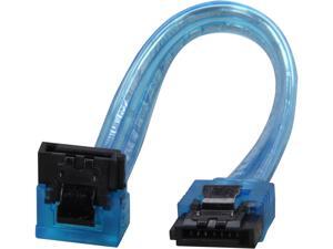 Coboc Model SC-SATA3-6-LL-BL-90 6" 90 Degree to 180 Degree SATA III 6Gb/s Data Cable w/Latch,UV Blue