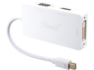 Rosewill CL-AD-MDP2HDV-6-WH 6 inch White 3-in-1 Mini DisplayPort (Thunderbolt Port Compatible) to HDMI/DVI/VGA Male to Female 3-in-1 Passive Adapter Converter, Mini DP/mDP to HDMI/DVI/VGA,1920 x 1200