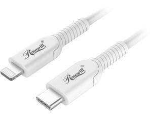 Rosewill iPhone Fast Charger Cable, USB-C to Lightning Cable, MFi Certified, for Apple iPhone, iPad Pro, AirPods, Supports Power Delivery and 480Mbps Data Transfer Speed, White, 3 Feet - RCCC-21004
