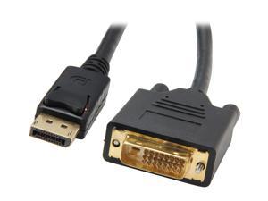 Nippon Labs DP-DVI-3 3 ft. DP DisplayPort Male to DVI-D Male Converter Cable, Black - DP to DVI Adapter - 1920 x 1200 - OEM
