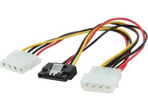 Nippon Labs SATA4PMF-Y4PMM 8 in. 4pin MOLEX Male to 15pin SATA II and 4pin MOLEX Female Power Cable - OEM