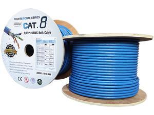 Nippon Labs Cat8 Ethernet Cable Bulk Wire 300 feet - Blue, 2GHz, 40G, 23AWG, S/FTP - Shielded Latest 40Gbps 2000Mhz SFTP, PVC, Solid Conductor Patch Cord, 60CAT8-300-23BL Nippon Labs Cat8 Ethernet Cable Bulk Wire 300 feet - Blue, 2GHz, 40G, 23AWG, S/FTP - Shielded Latest 40Gbps 2000Mhz SFTP, PVC, Solid Conductor Patch Cord, 60CAT8-300-23BL