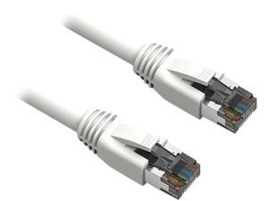 Nippon Labs Cat8 Ethernet Cable 50 feet, White - 2GHz, 40G, 24AWG, S/FTP - Shielded Latest 40Gbps 2000Mhz SFTP Patch Cord, Heavy Duty High Speed Cat 8 LAN Network RJ45 Cable