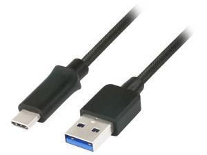 Nippon Labs 50USB3-CM-AM-6Y 6 ft. Nylon Braided USB 3.2 Gen 1 USB-C Male to USB-A Male Cable - Black
