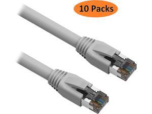 Nippon Labs Cat 8 Ethernet Cable 10 ft. - Gray, 2GHz, 40G, 24AWG, S/FTP - Shielded Latest 40Gbps 2000Mhz SFTP Patch Cord, Heavy Duty High Speed Cat8 LAN Network RJ45 Cable - 10 Packs Nippon Labs Cat 8 Ethernet Cable 10 ft. - Gray, 2GHz, 40G, 24AWG, S/FTP - Shielded Latest 40Gbps 2000Mhz SFTP Patch Cord, Heavy Duty High Speed Cat8 LAN Network RJ45 Cable - 10 Packs