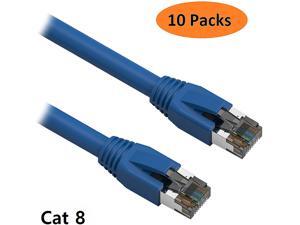 Nippon Labs Cat 8 Ethernet Cable 5 ft. - Blue, 2GHz, 40G, 24AWG, S/FTP - Shielded Latest 40Gbps 2000Mhz SFTP Patch Cord, Heavy Duty High Speed Cat8 LAN Network RJ45 Cable - 10 Packs Nippon Labs Cat 8 Ethernet Cable 5 ft. - Blue, 2GHz, 40G, 24AWG, S/FTP - Shielded Latest 40Gbps 2000Mhz SFTP Patch Cord, Heavy Duty High Speed Cat8 LAN Network RJ45 Cable - 10 Packs