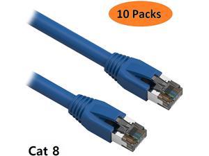 GOWOS 10-Pack Available in 28 Lengths and 10 Colors UTP Cat5e Ethernet Cable RJ45 10Gbps High Speed LAN Internet Patch Cord Computer Network Cable with Snagless Connector 100 Feet - White 