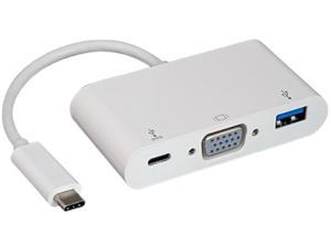 Nippon Labs 6 inch USB-C to VGA, USB 3.0, USB-C Power Pass-Through Multiport Dock, 50USB31C-VGAF-3