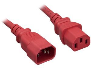 Nippon Labs 18 AWG Power Extension Cable, IEC320 C13/C14, 18AWG, SJT, 10A, 250V, Red, 6 ft. Power Cord