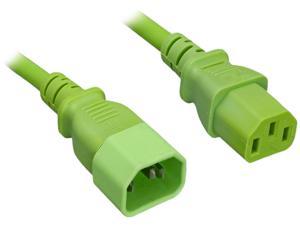 Nippon Labs 18 AWG Power Extension Cable, IEC320 C13/C14, 18AWG, SJT, 10A, 250V, Green, 10 ft. Power Cord