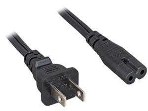 Nippon Labs 18 AWG Non-Polarized US Notebook Power Cord NEMA 1-15P to C7, No Edge, C7/NEMA1-15P 15 ft. Black Power Cable