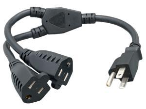 Nippon Labs 16 AWG 1-to-2 Power Cord Splitter (NEMA 5-15P to NEMA 5-15R X2), SJT, Black Color, 24 inch Power Cord, 30POW-10W1-21224-Y Nippon Labs 16 AWG 1-to-2 Power Cord Splitter (NEMA 5-15P to NEMA 5-15R X2), SJT, Black Color, 24 inch Power Cord, 30POW-10W1-21224-Y