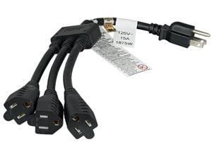 Nippon Labs 14 AWG 1-to-3 Power Cord Splitter (NEMA 5-15P to NEMA 5-15R X3),SJT, Black Color, 18 inch Power Cord, 30P-10W1-145PR3Y-18 Nippon Labs 14 AWG 1-to-3 Power Cord Splitter (NEMA 5-15P to NEMA 5-15R X3),SJT, Black Color, 18 inch Power Cord, 30P-10W1-145PR3Y-18