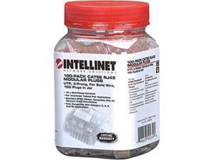 Intellinet Network Solutions 100-Pack Cat5e RJ45 Modular Plugs, UTP, 3-prong, for solid wire Intellinet Network Solutions 100-Pack Cat5e RJ45 Modular Plugs, UTP, 3-prong, for solid wire