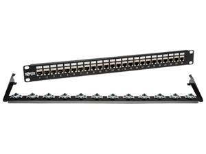 TRIPP LITE 24-Port 1U Rackmount STP Shielded Cat6 / Cat5 Feedthrough Patch Panel, RJ45 Ethernet